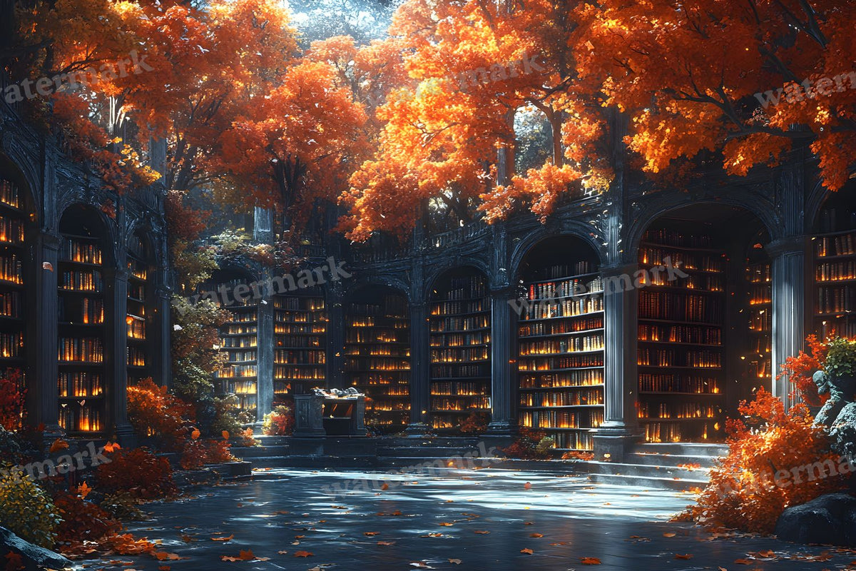 Whisper Library Forest digital photo backdrop for photo editing, preview 3
