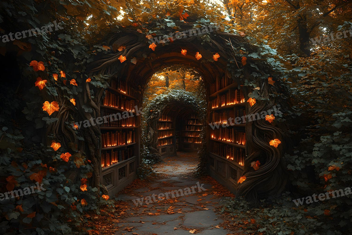 Whisper Library Forest digital photo backdrop for photo editing, preview 3