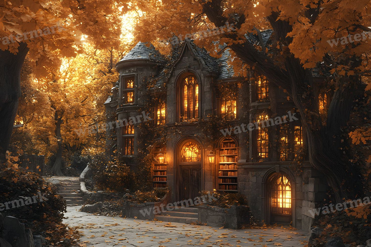 Whisper Library Forest digital photo backdrop for photo editing, preview 3