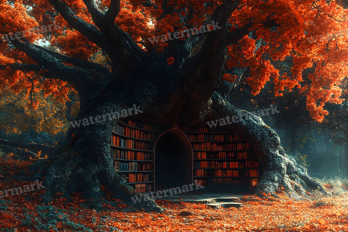 Whisper Library Forest digital photo backdrop for photo editing, preview 3
