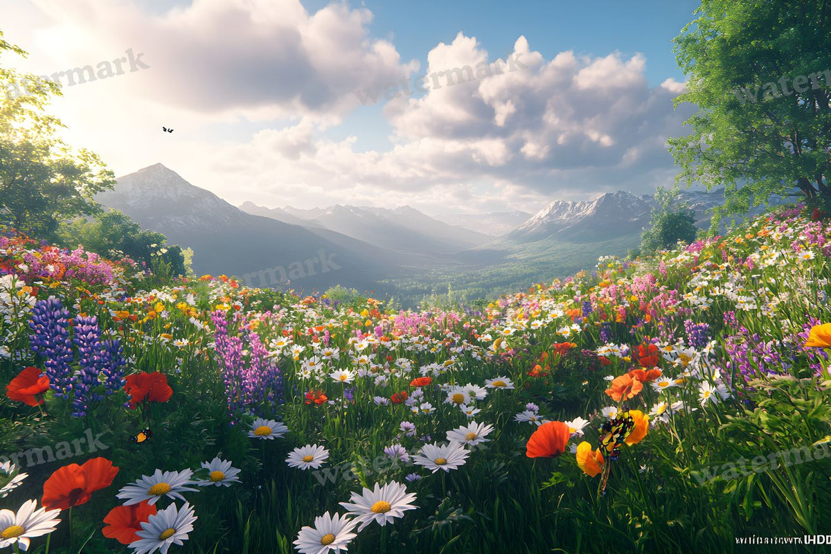 Wildflower Haven Botanical digital photo backdrop for photo editing, preview 3