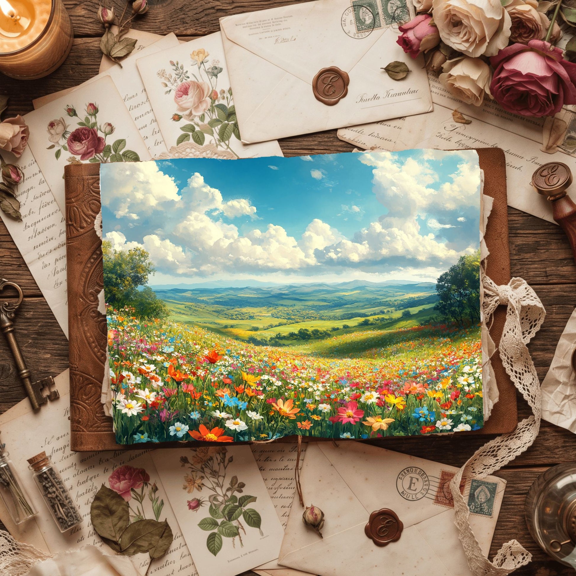 Wildflower Hillside Writing Paper