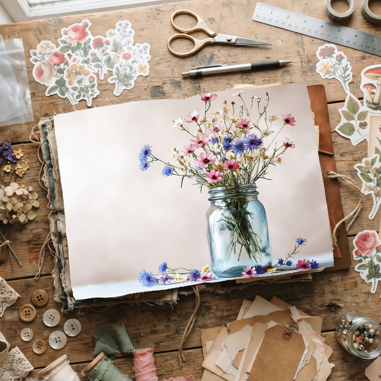 Wildflower Mason Jar Writing Paper