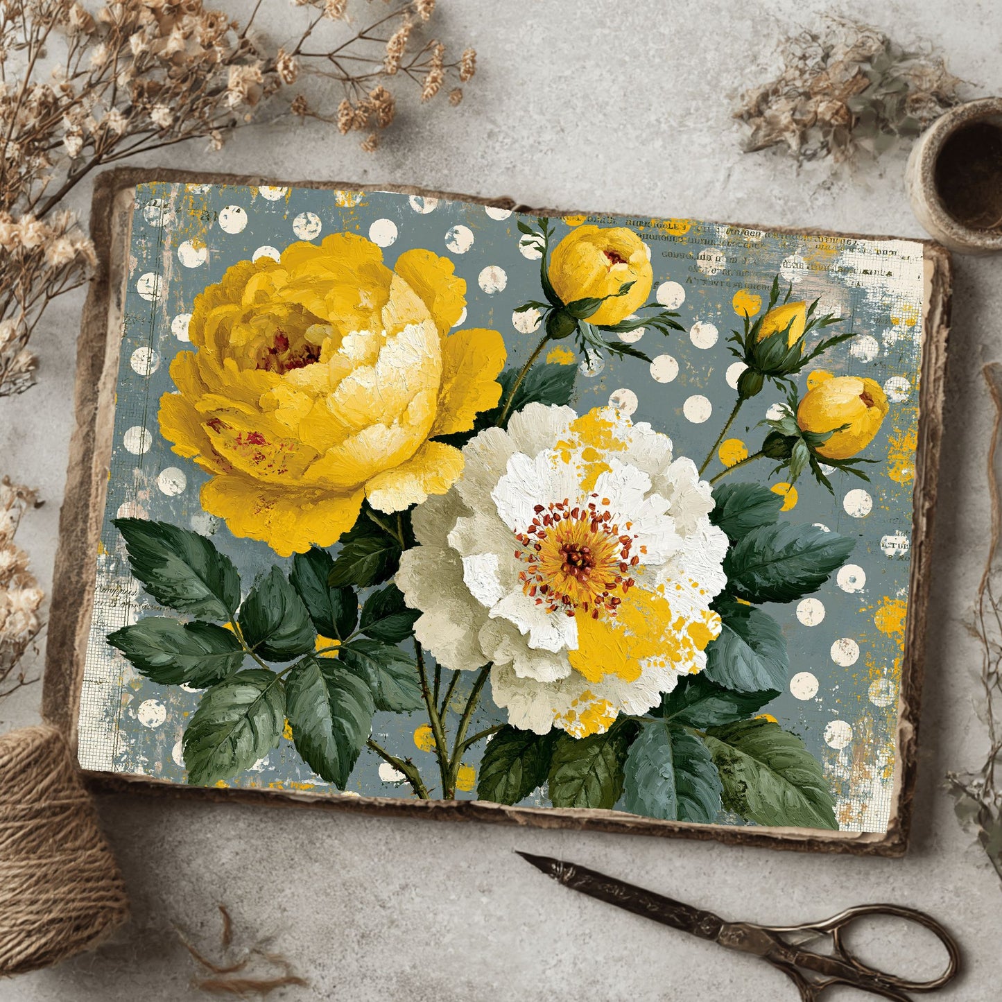 Yellow Shabby Chic Journal Paper