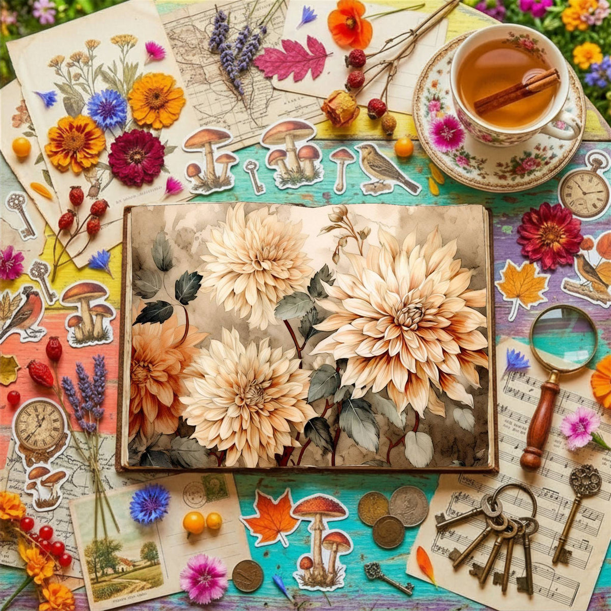 Autumn Chrysanthemums Digital Papers
