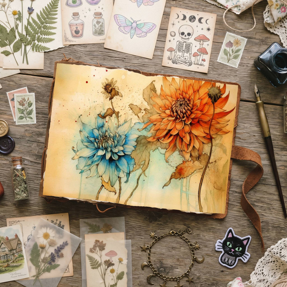 Autumn Dahlias Digital Papers