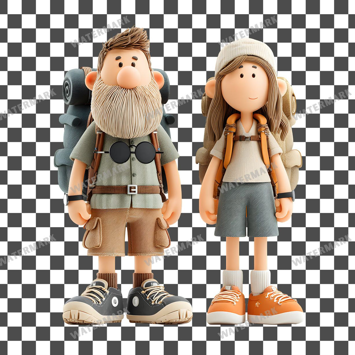 Backpacker Couple Clipart Pngs