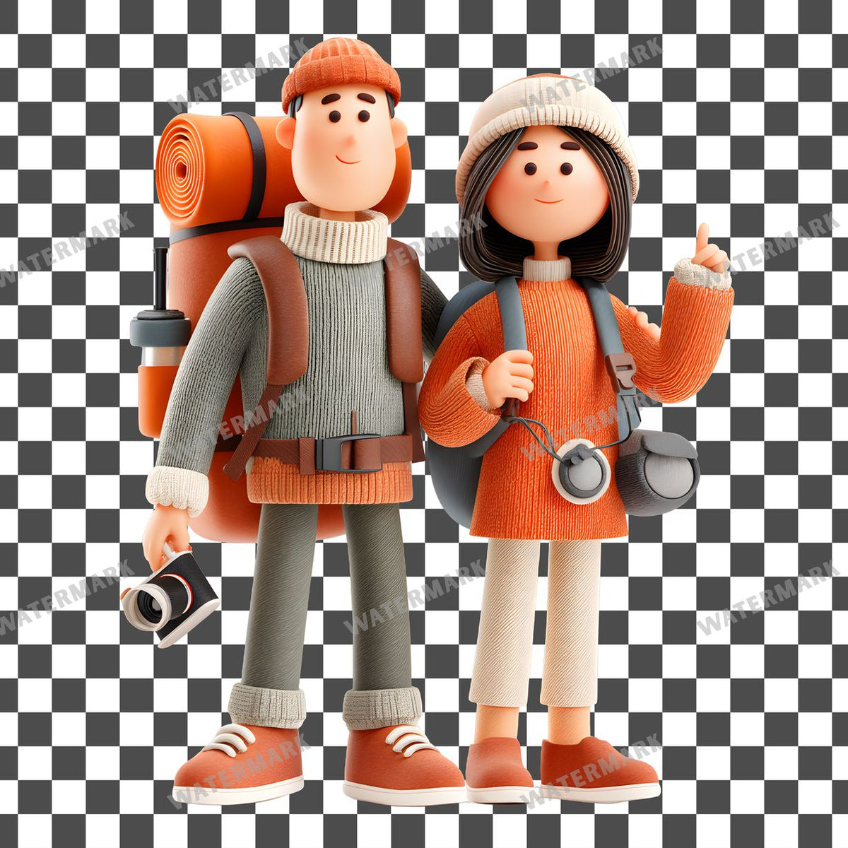 Backpacker Couple Clipart Pngs