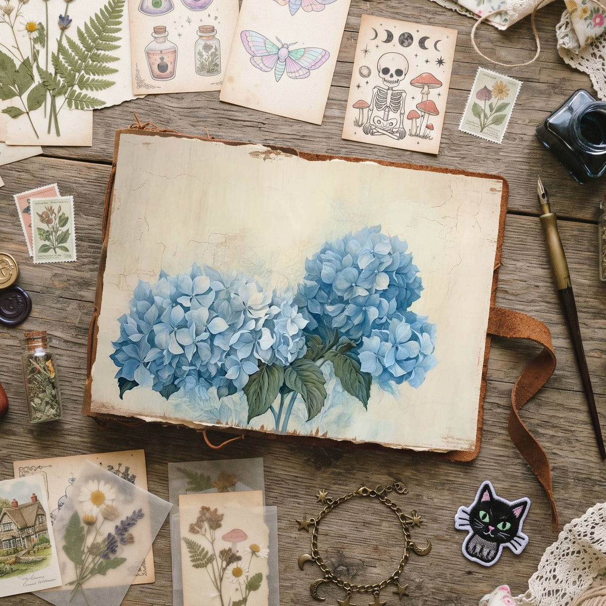 Blue Hydrangea Digital Papers