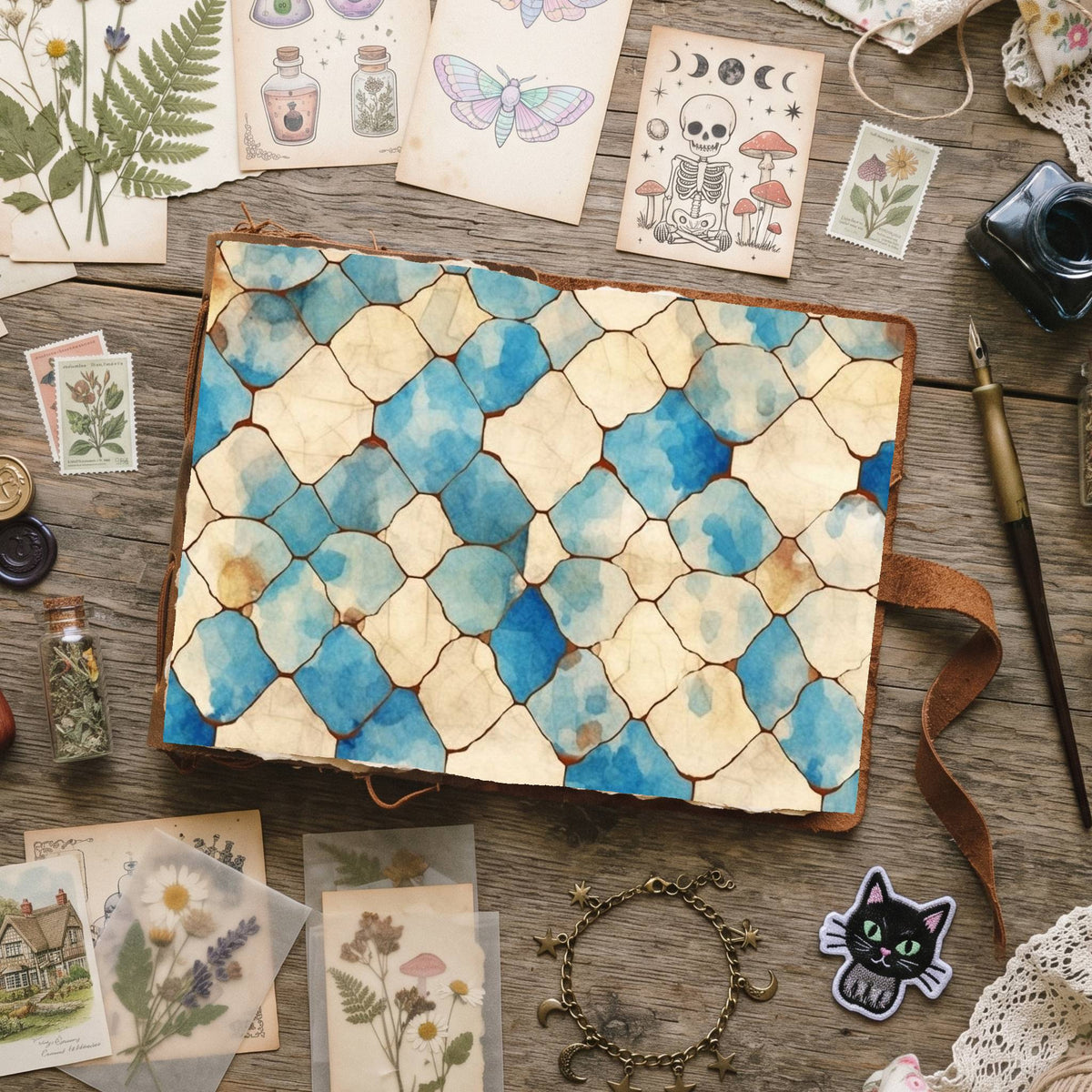 Blue Mixed Patterns Digital Papers