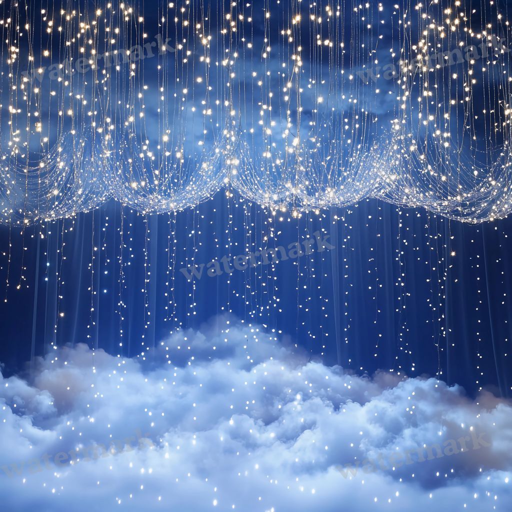 Blue Starry digital photo backdrop for photo editing, preview 2