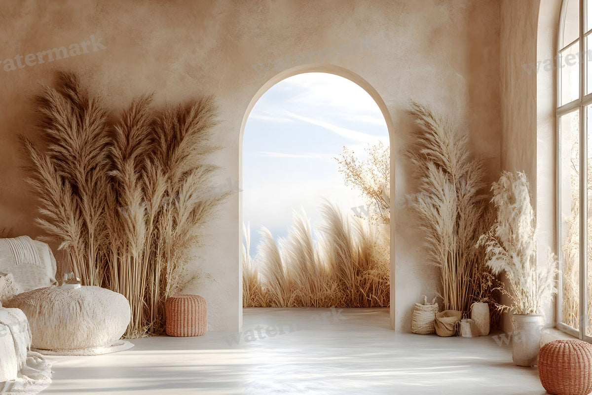 Boho Beige Arch Backdrop Images