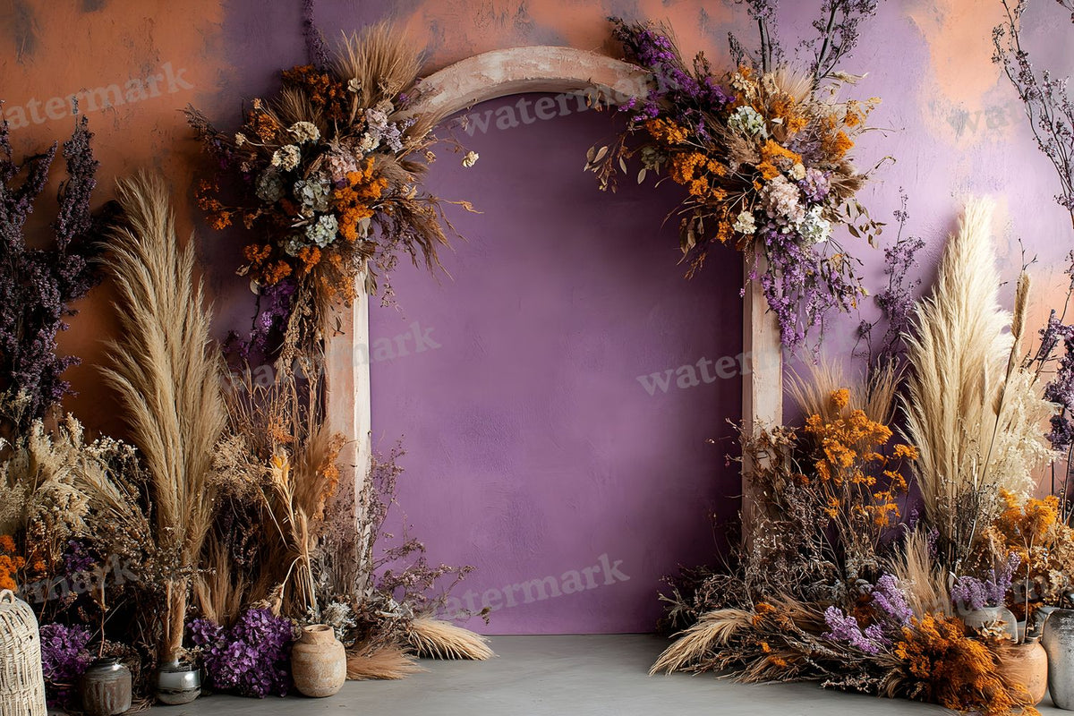 Boho Purple Arch Backdrop Images
