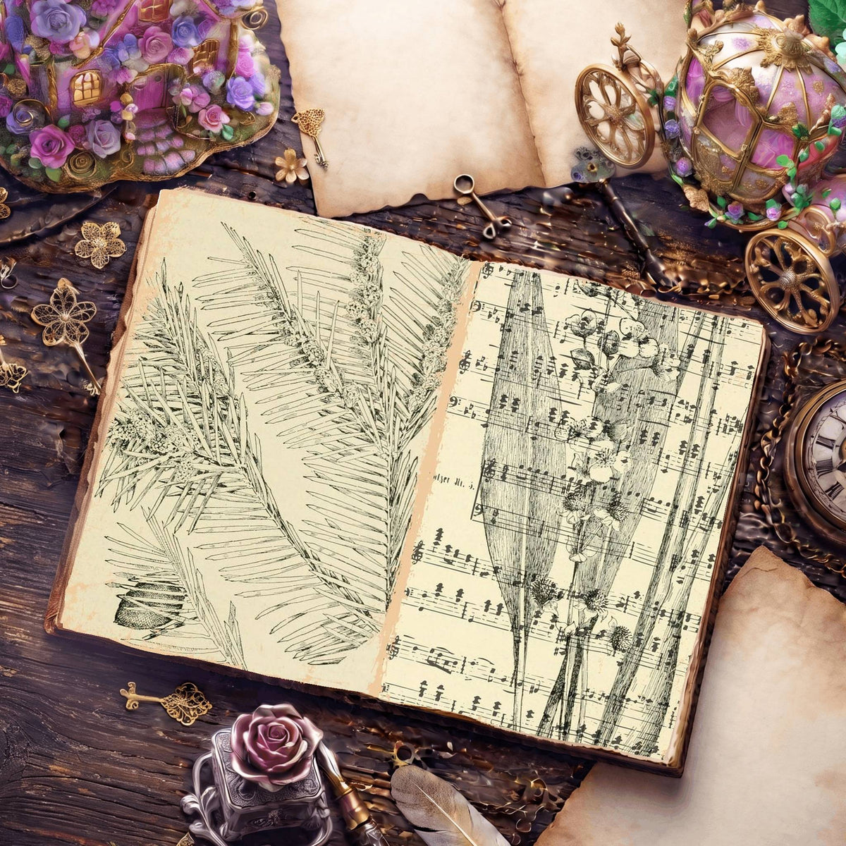 Botanical Sketches Digital Papers