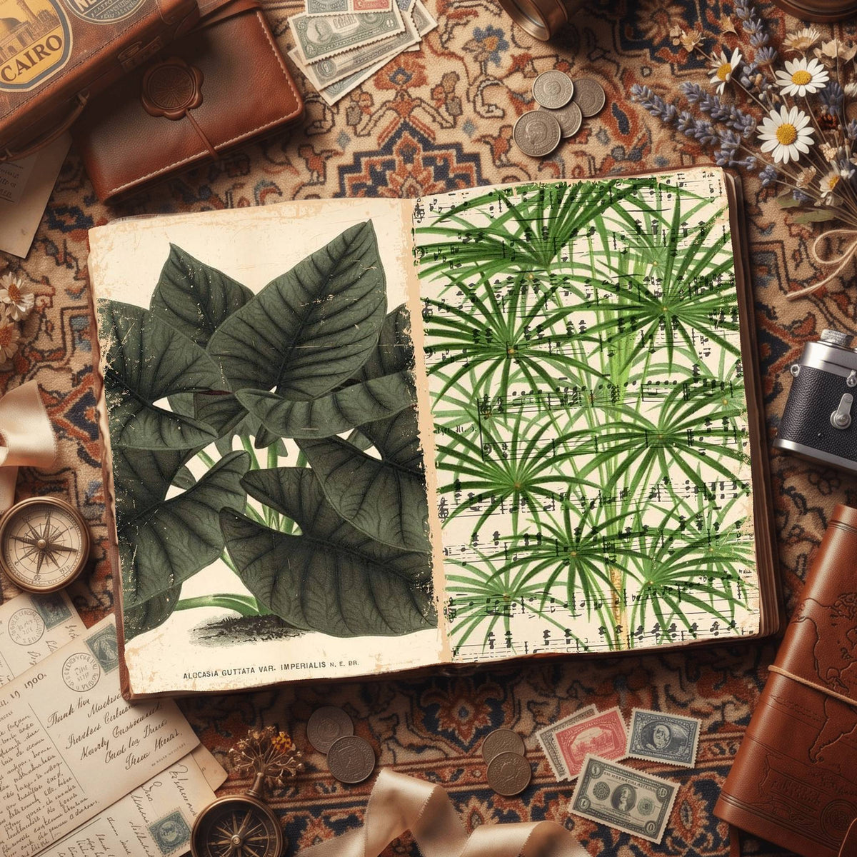 Botanical printable junk journal paper, page preview 4