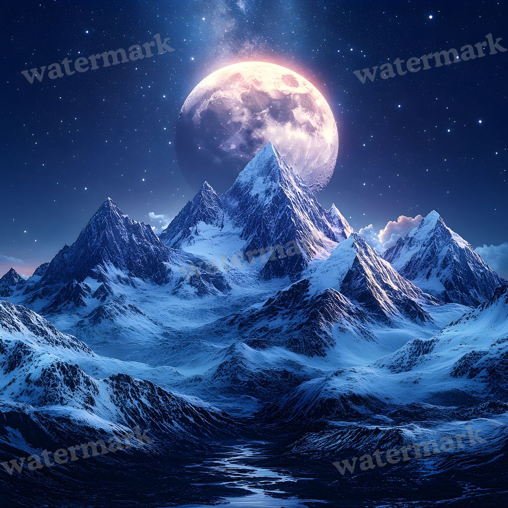 Celestial Moonlit digital photo backdrop for photo editing, preview 3