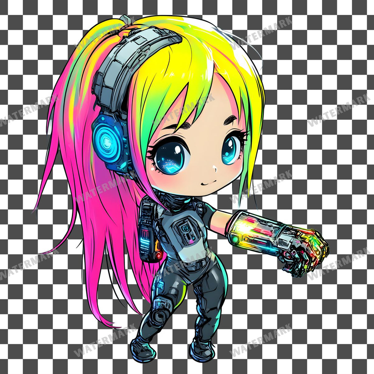 Chibi Cyberpunk Clipart Pngs