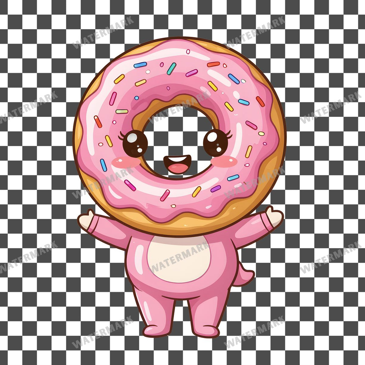 Chibi Donut Mascot clipart PNG on a transparent background, design 4
