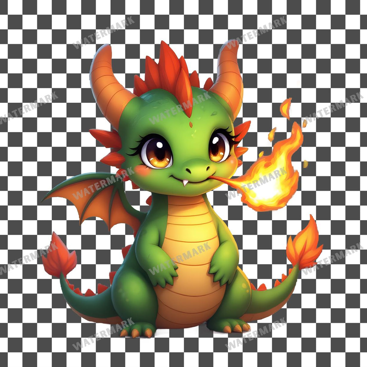 Chibi Dragon Tiny clipart PNG on a transparent background, design 4