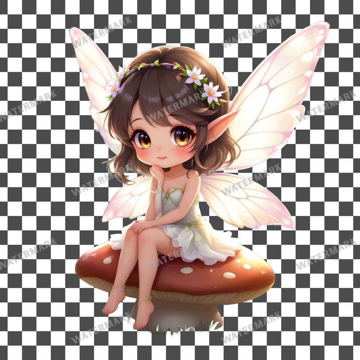 Chibi Fairy clipart PNG on a transparent background, design 4