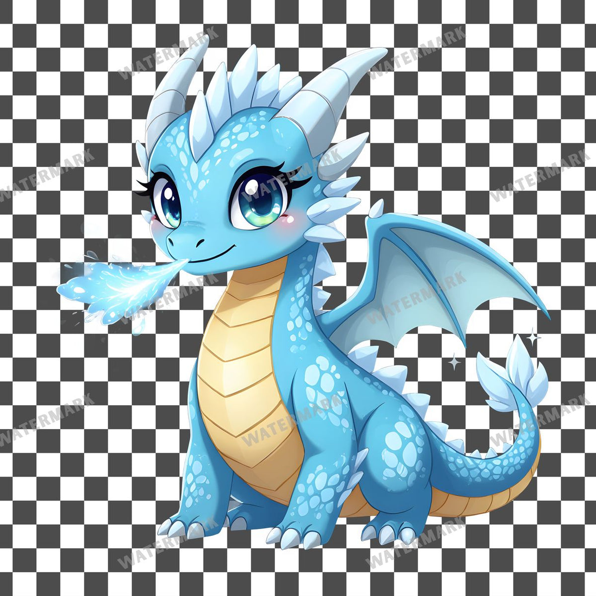Chibi Frost Dragon clipart PNG on a transparent background, design 4