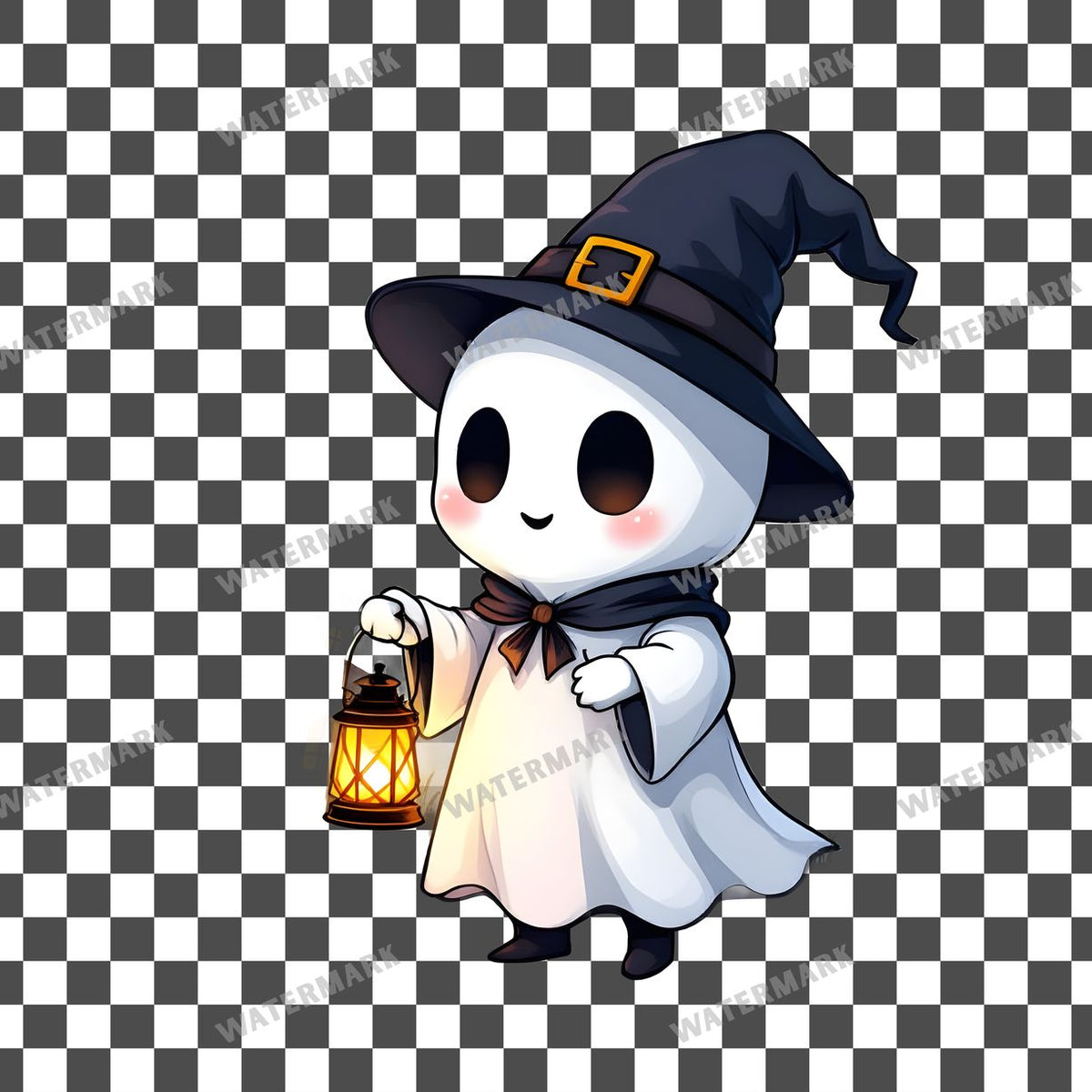 Chibi Ghost clipart PNG on a transparent background, design 4