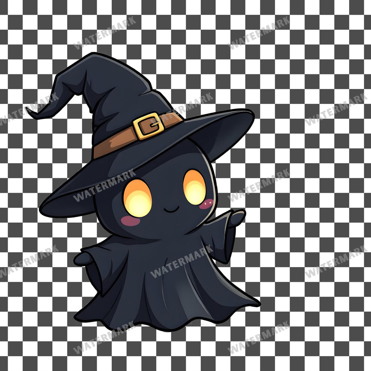 Chibi Ghost Witch clipart PNG on a transparent background, design 4
