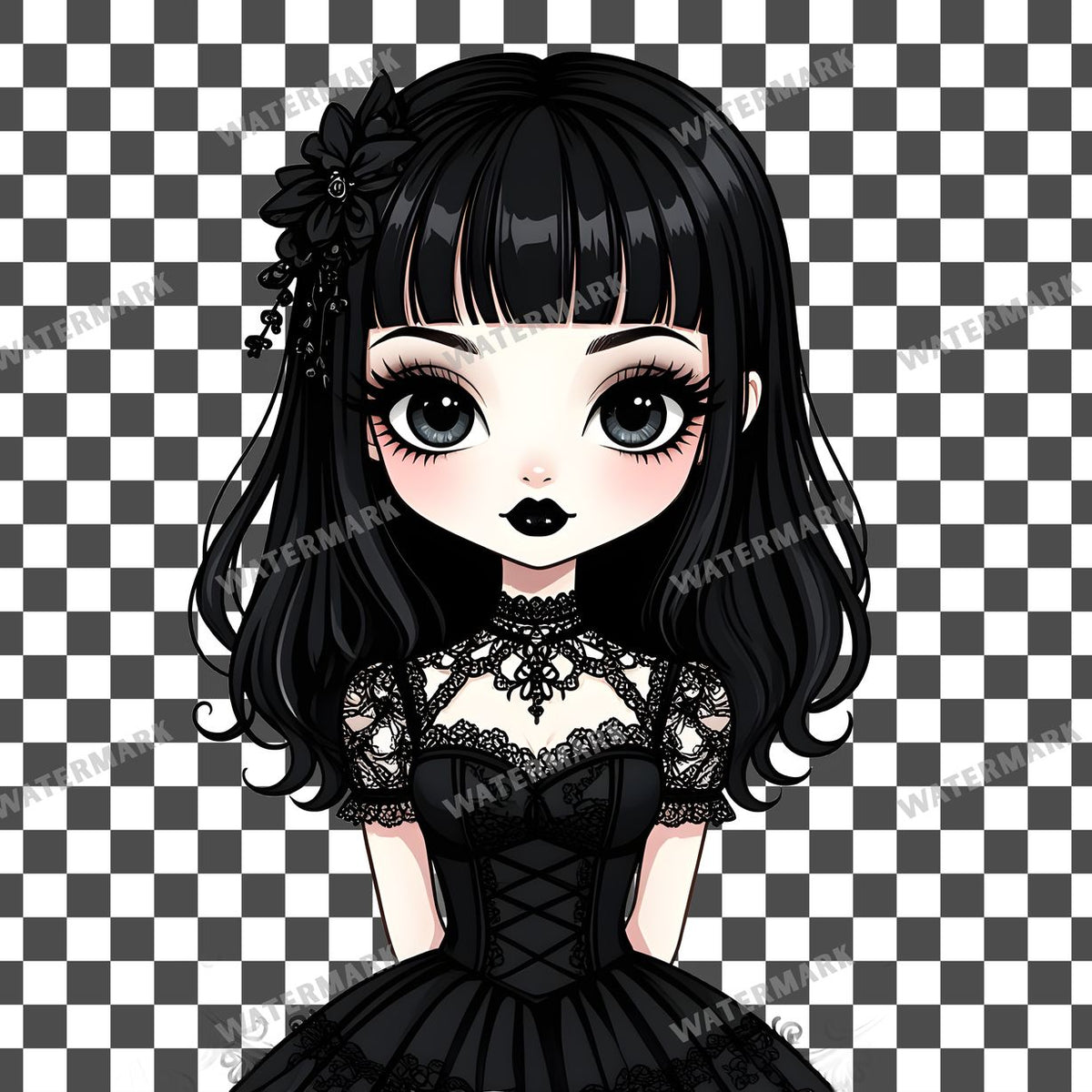 Chibi Goth Girl Clipart Pngs