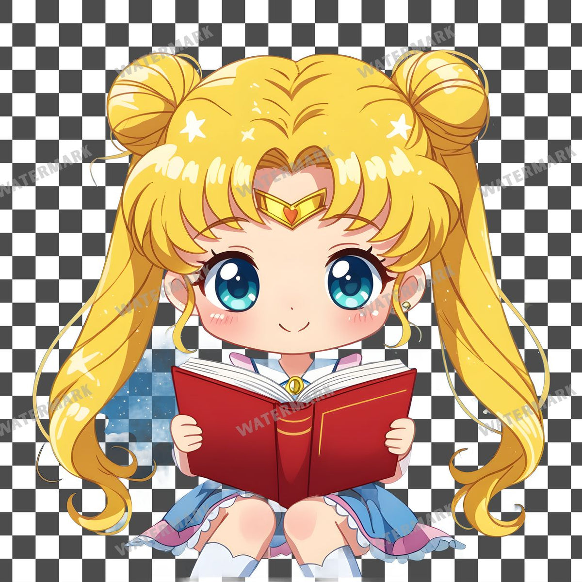 Chibi Moon Reading Clipart Pngs