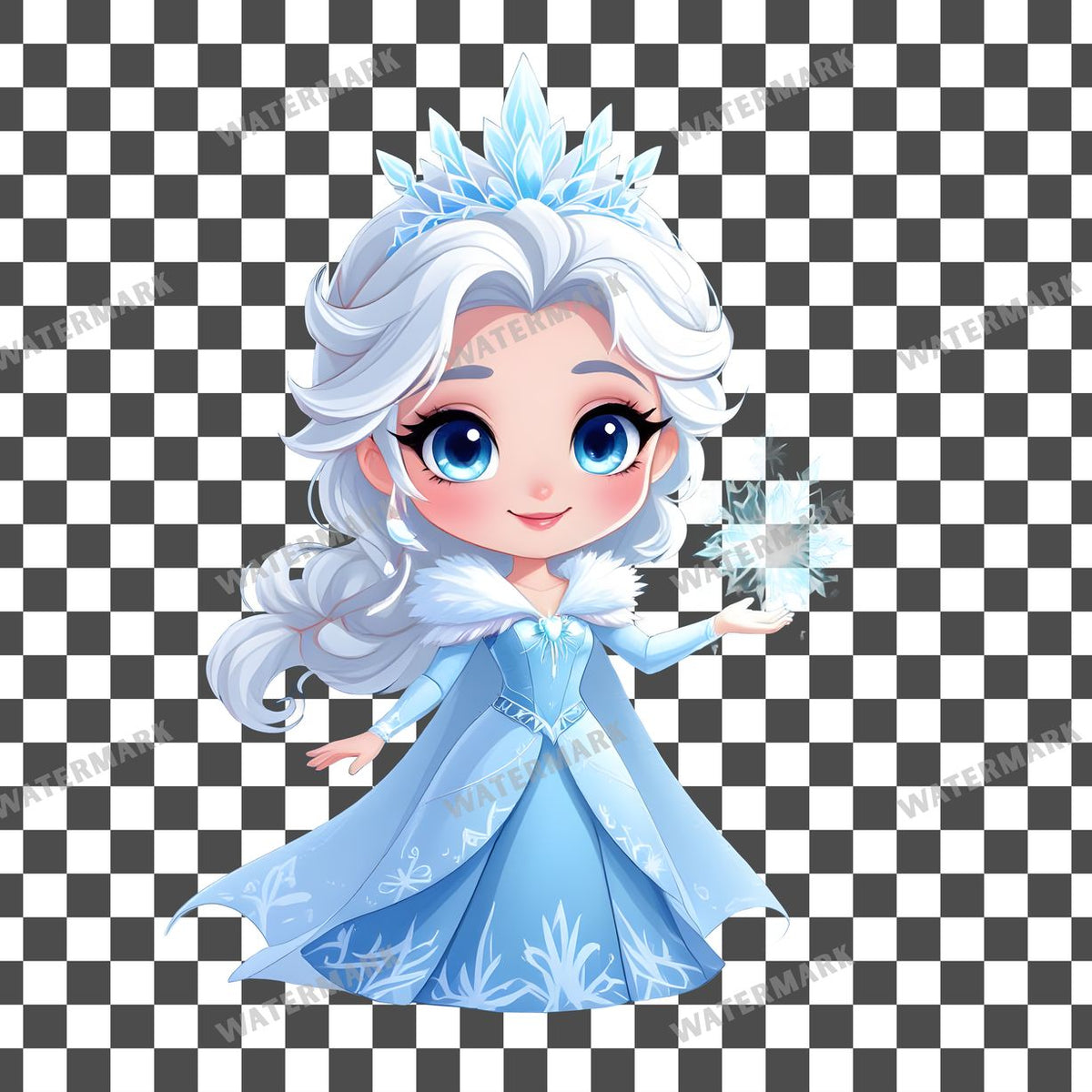 Chibi Snow Queen clipart PNG on a transparent background, design 4