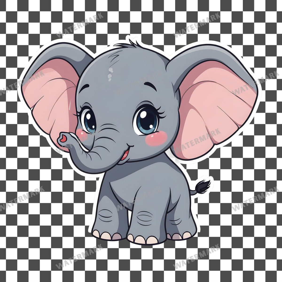 Chibi Style Elephant Clipart Pngs