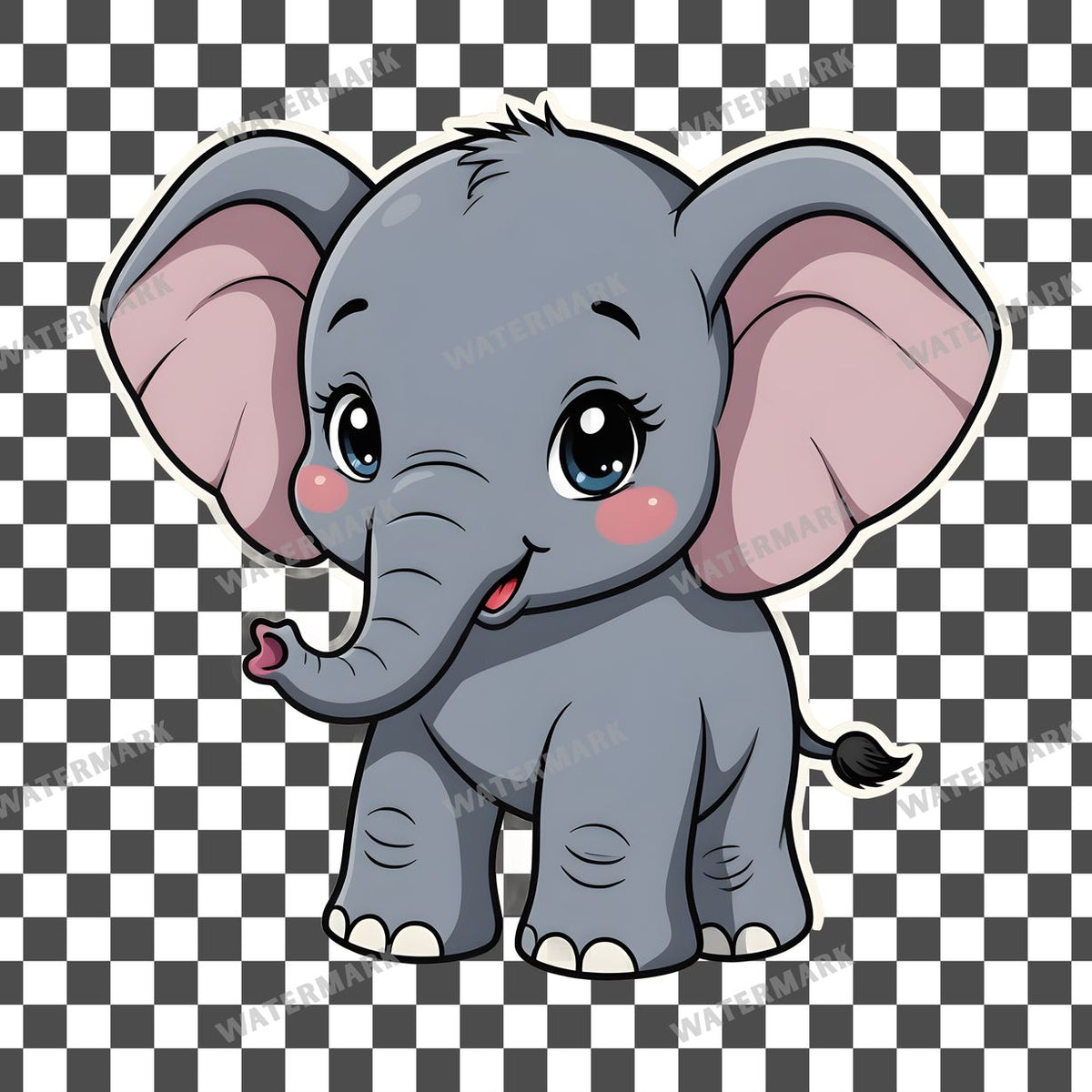 Chibi Style Elephant Clipart Pngs