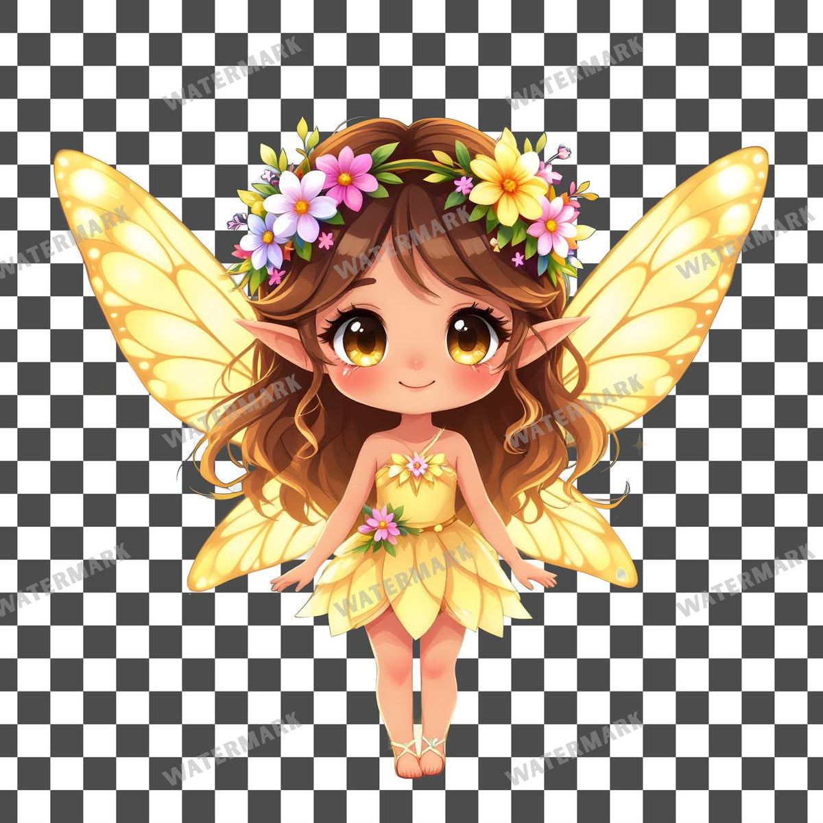 Chibi Summer Fairy clipart PNG on a transparent background, design 4