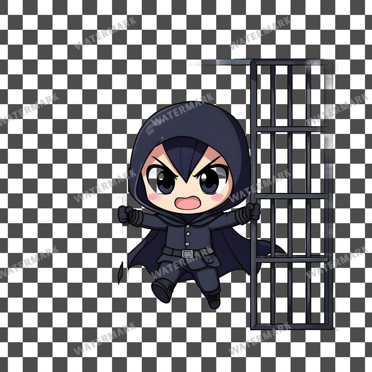 Chibi Villain Escaping clipart PNG on a transparent background, design 4