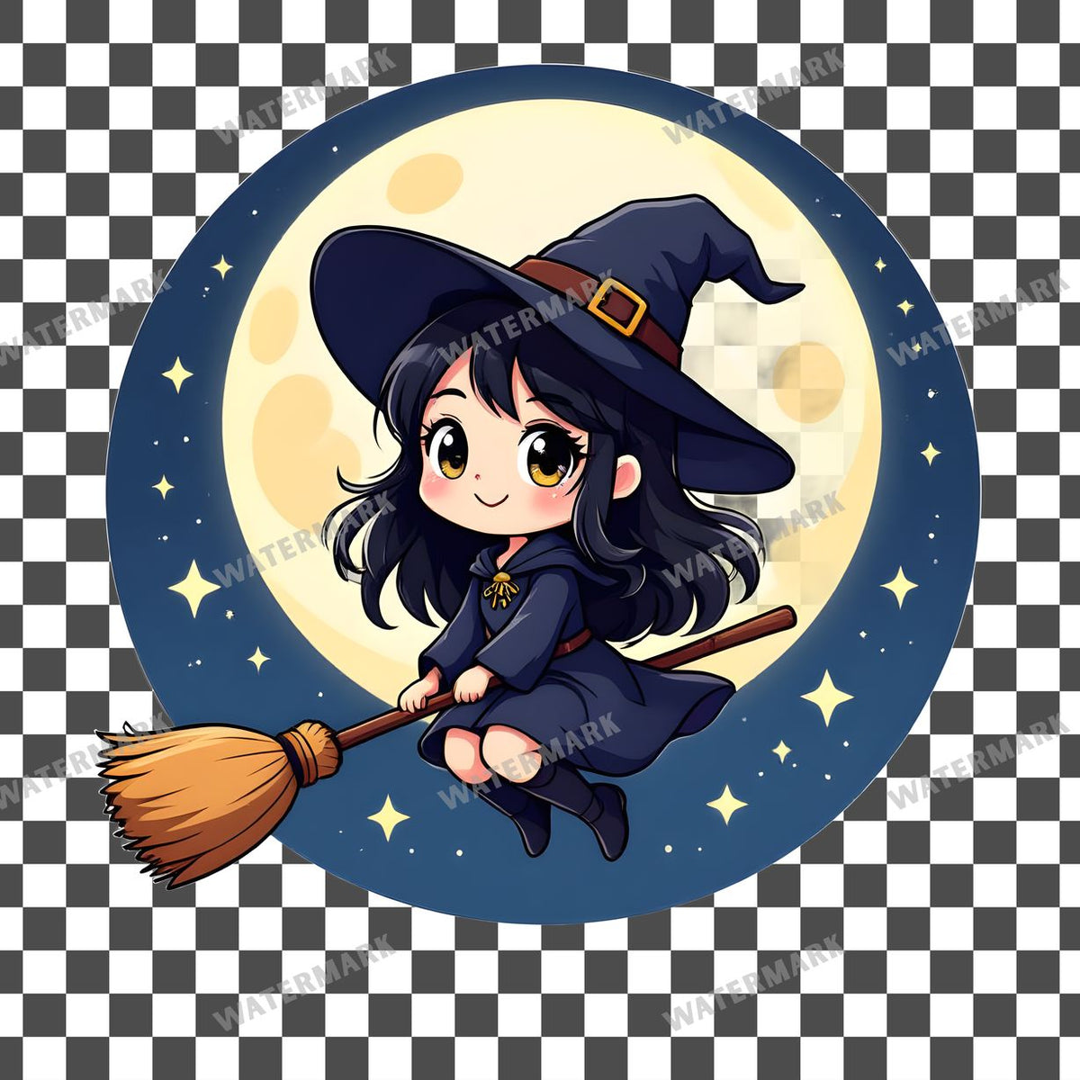 Chibi Witch Flying Clipart Pngs