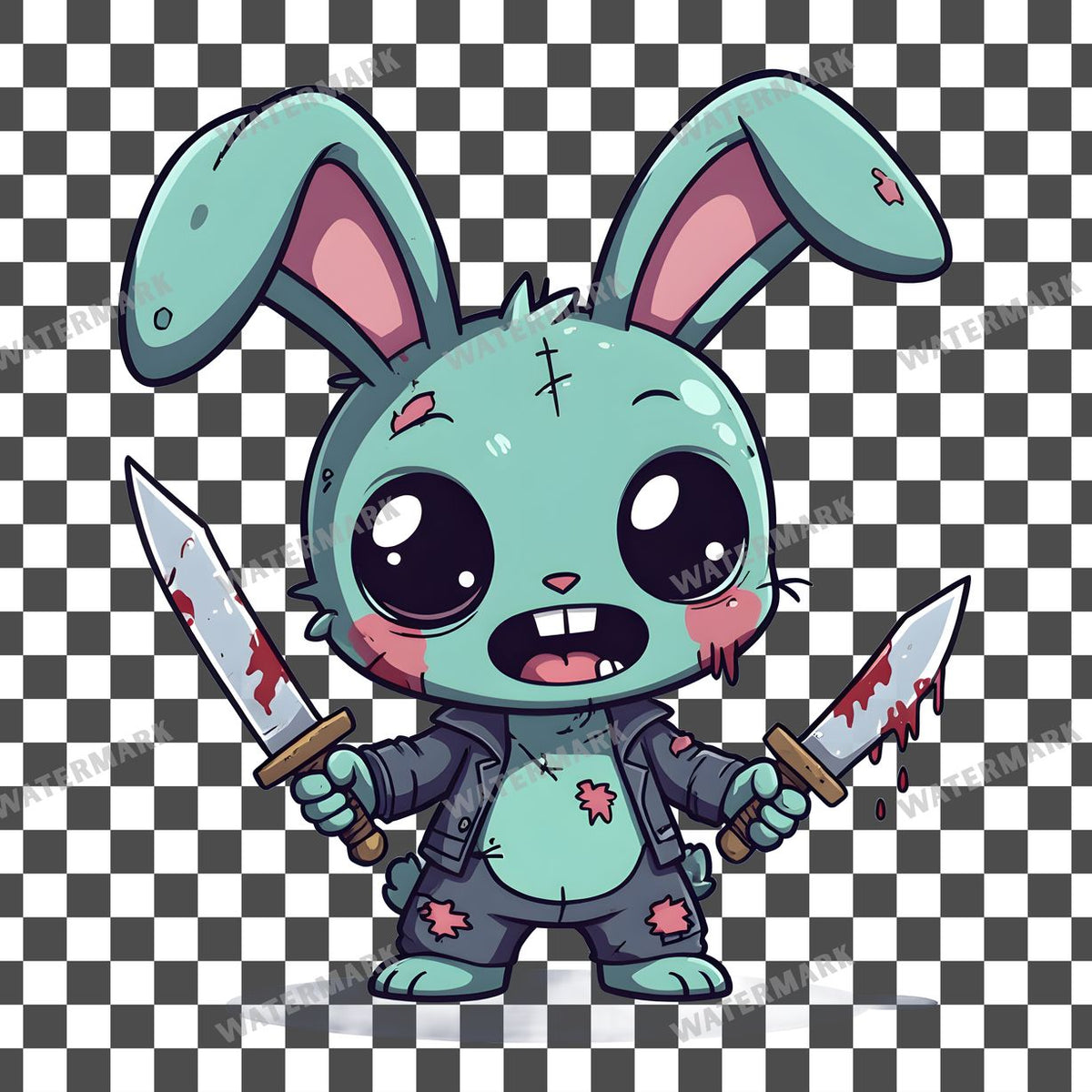 Chibi Zombie Bunny Clipart Pngs