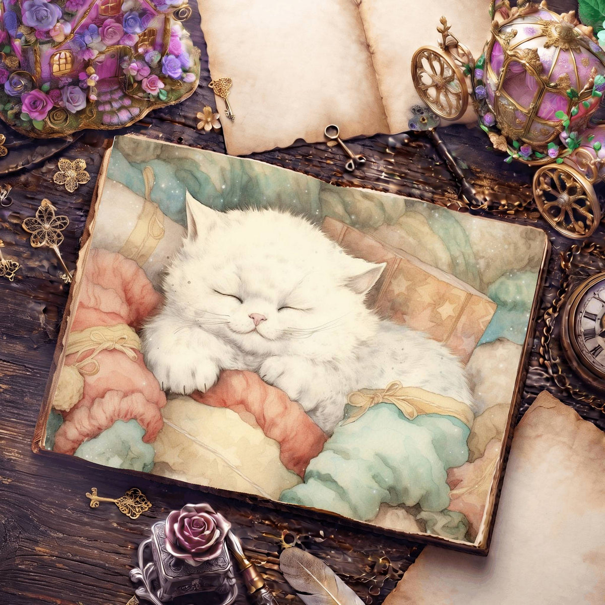 Christmas Cosy Cat Digital Papers