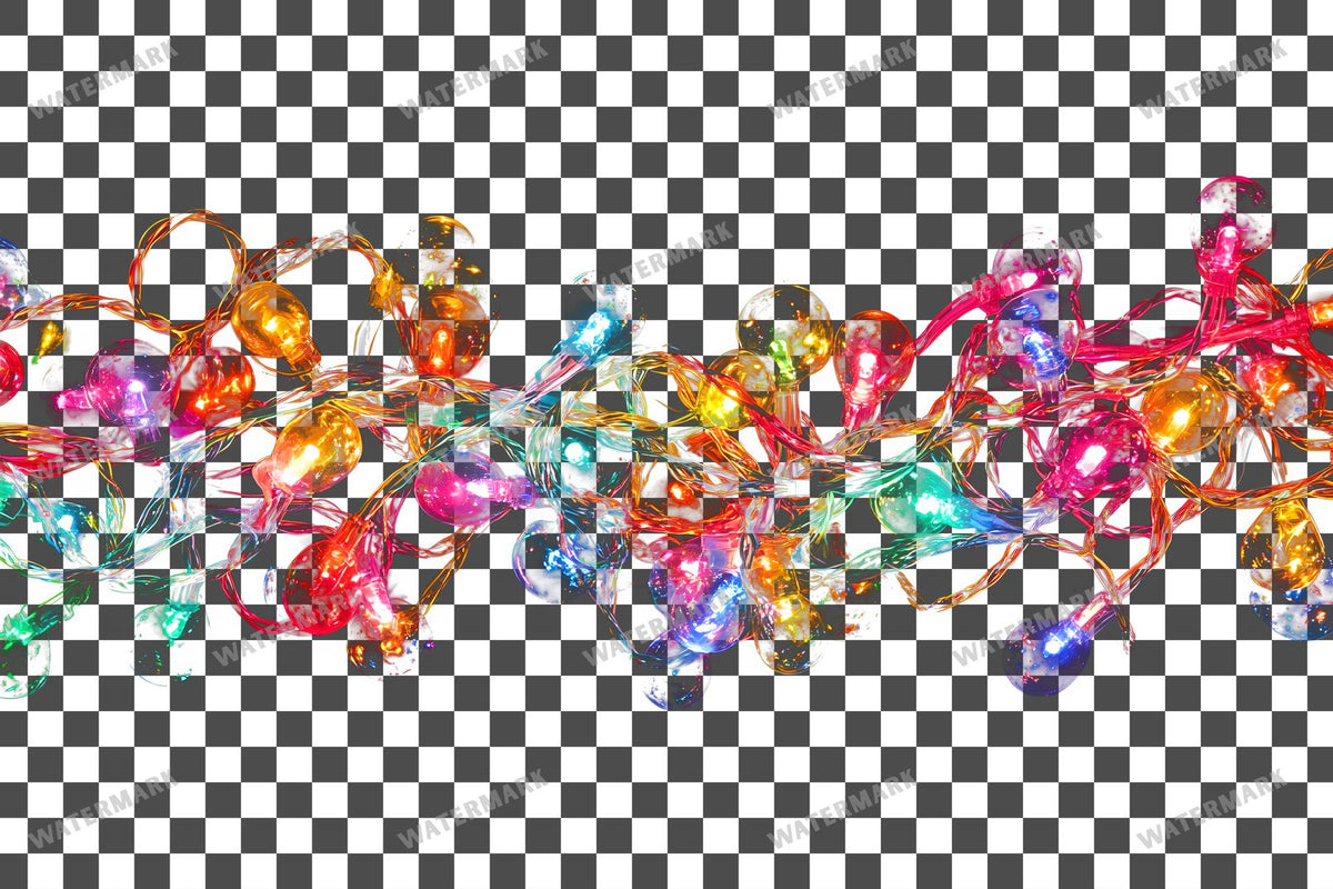 Christmas Lights PNG overlay on a transparent checkered background, preview 4
