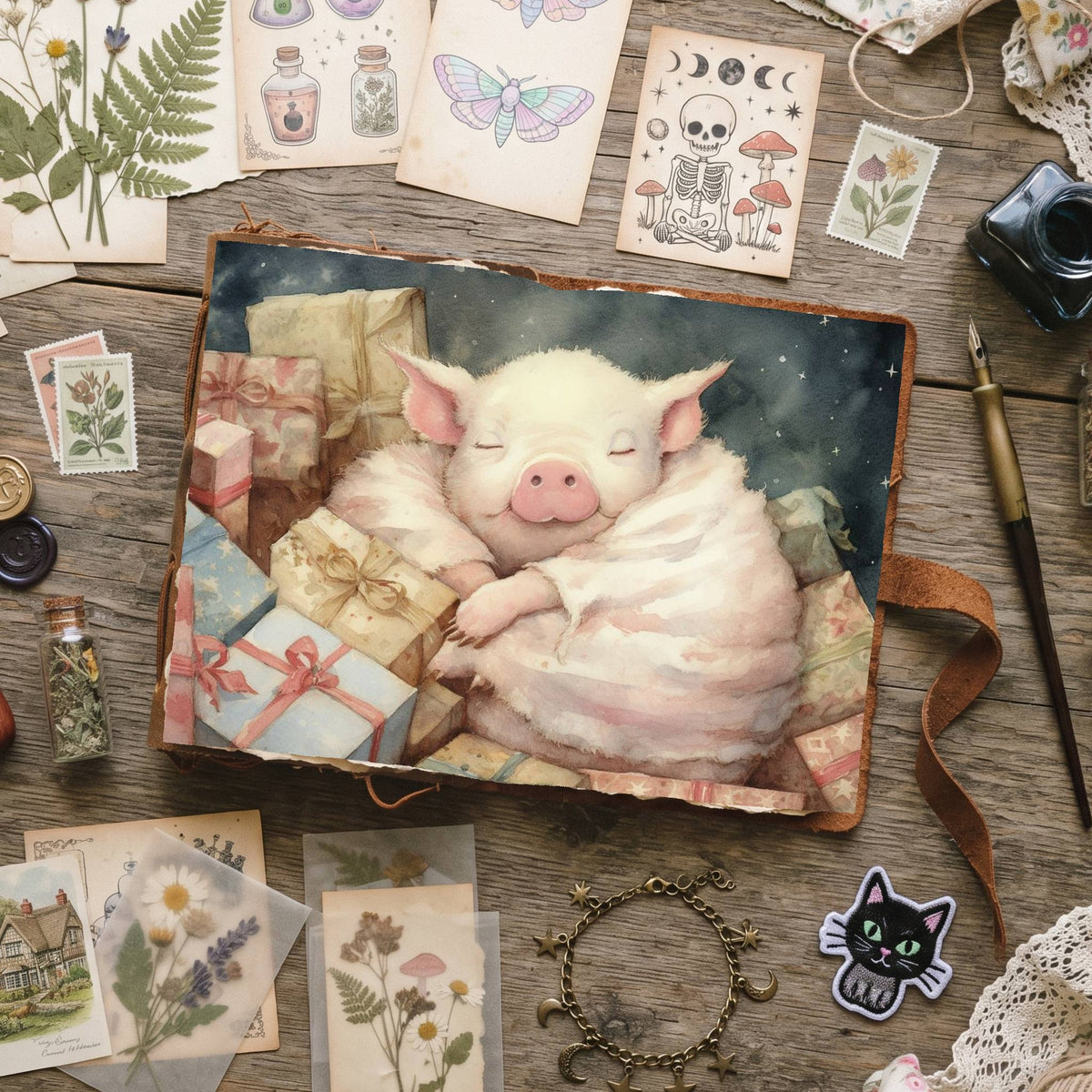 Christmas Piglets Digital Papers