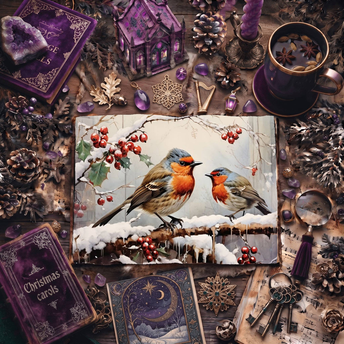 Christmas Robins Digital Papers