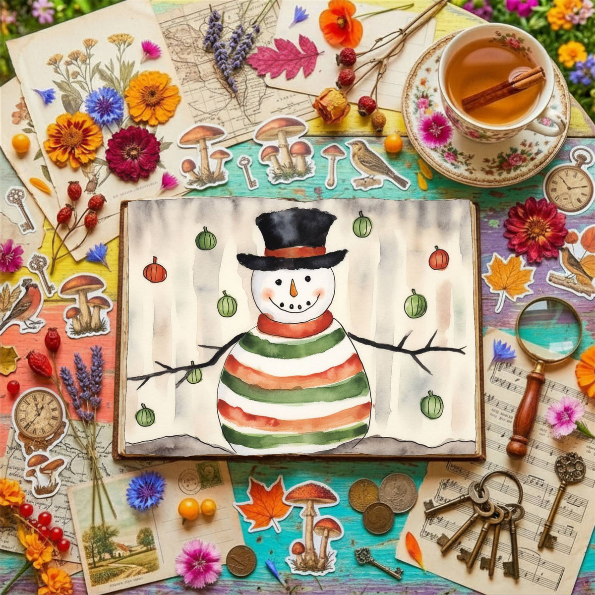 Christmas Snowman Digital Papers