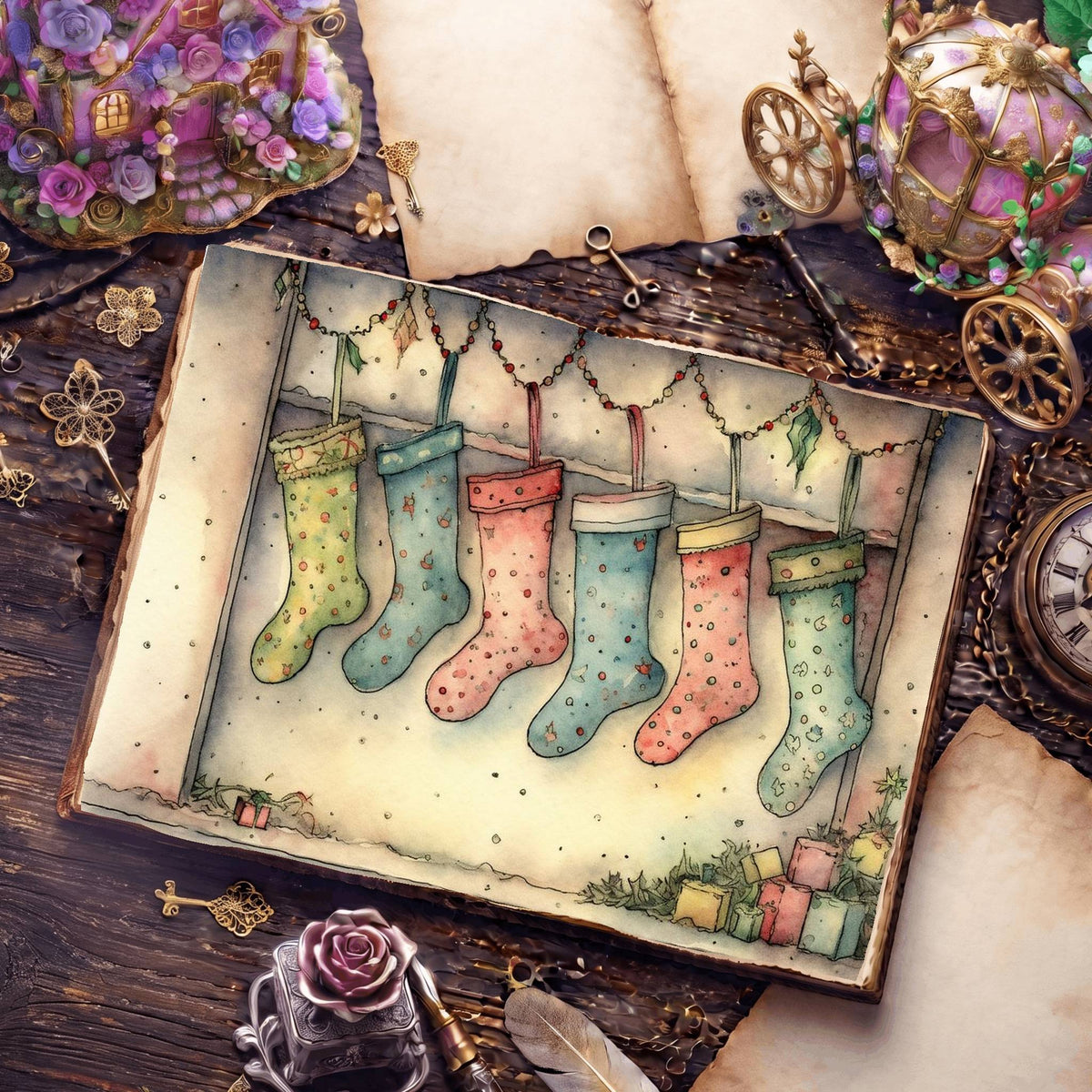 Christmas Stockings Digital Papers