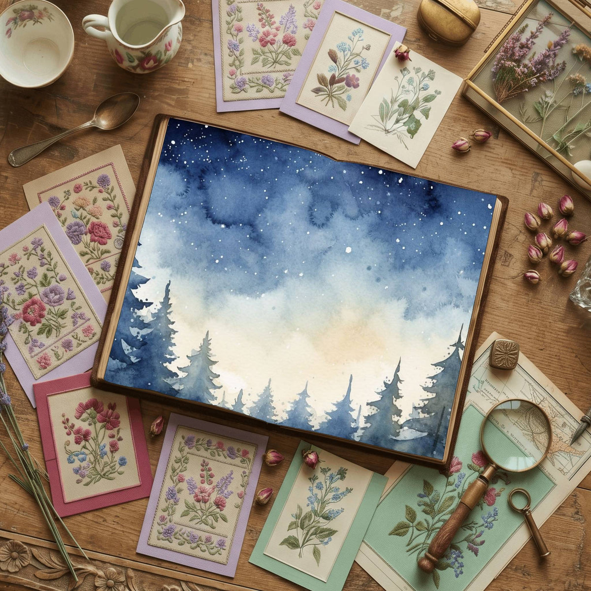 Christmas Winter Nights Digital Papers