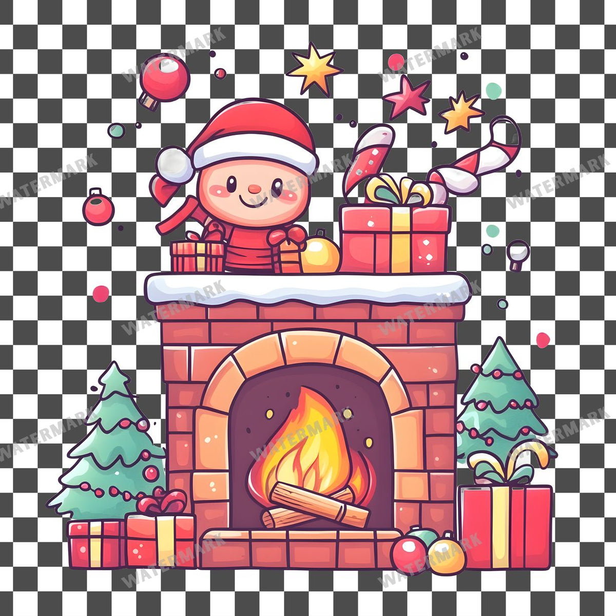 Christmas Kawaii Style Clipart Pngs