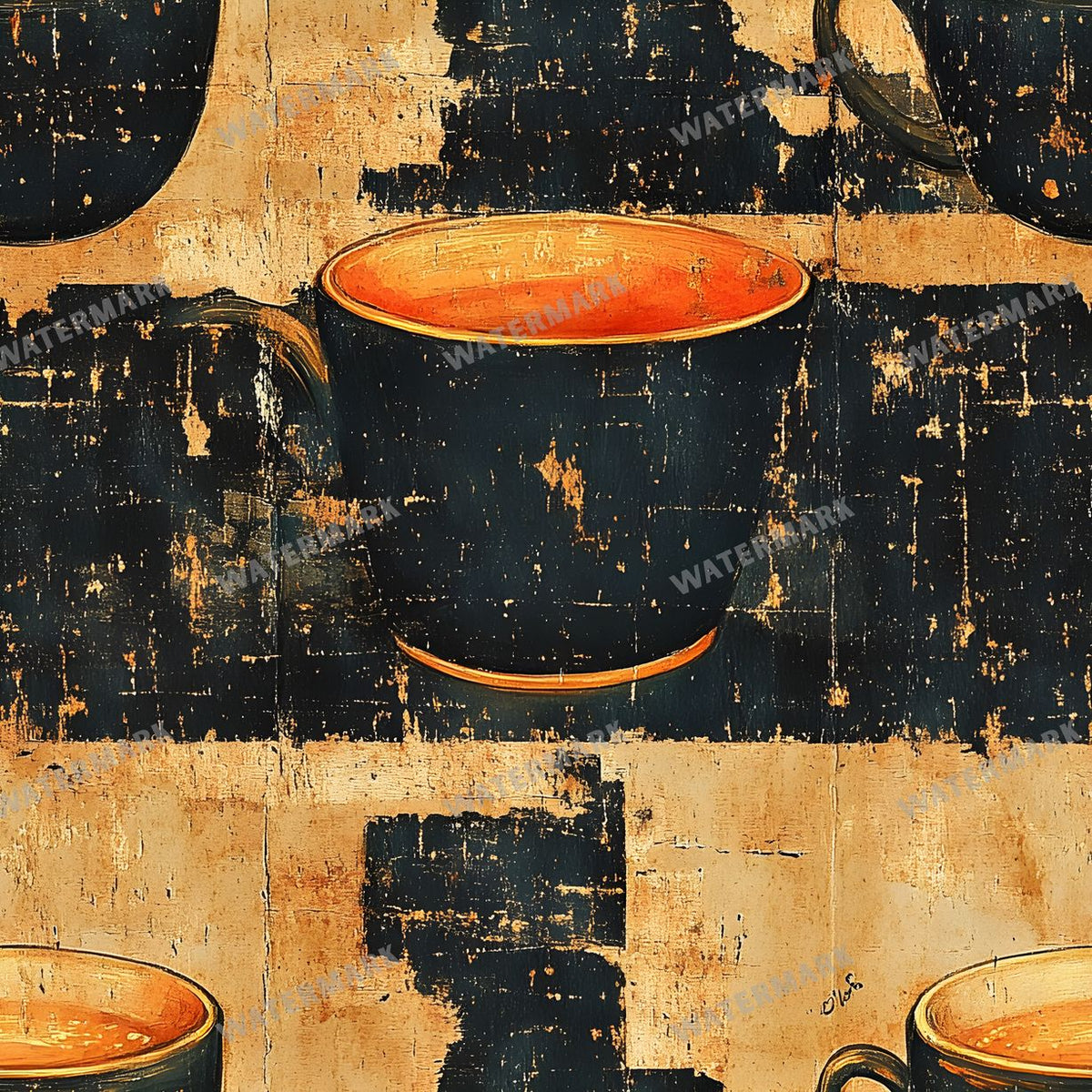 Coffee seamless pattern digital paper, repeating design 4