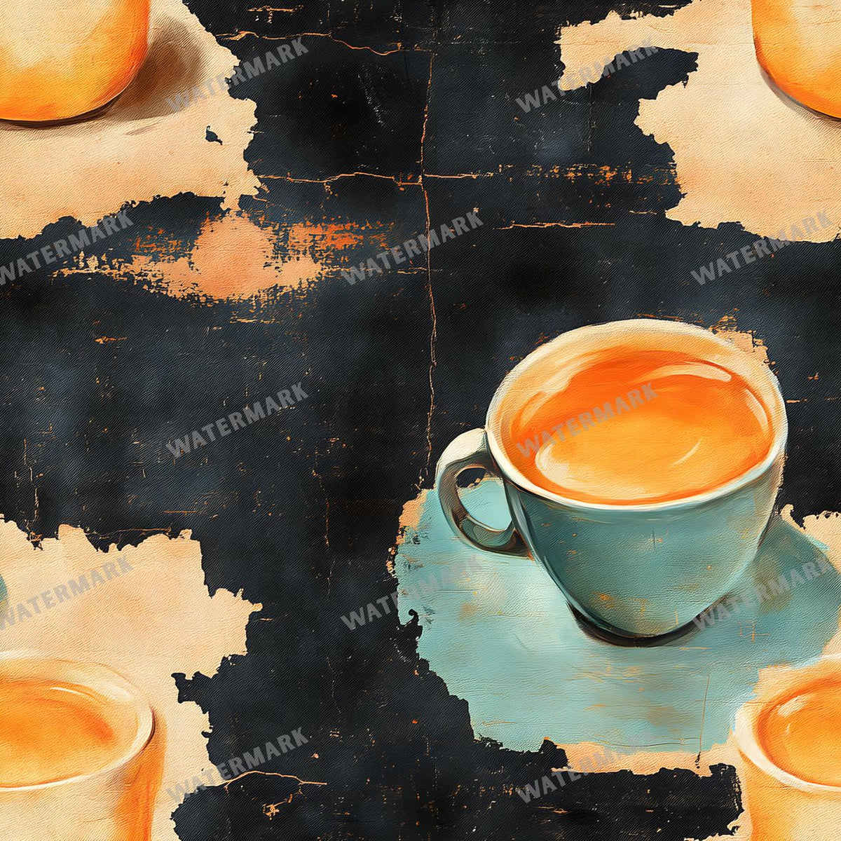 Coffee seamless pattern digital paper, repeating design 4