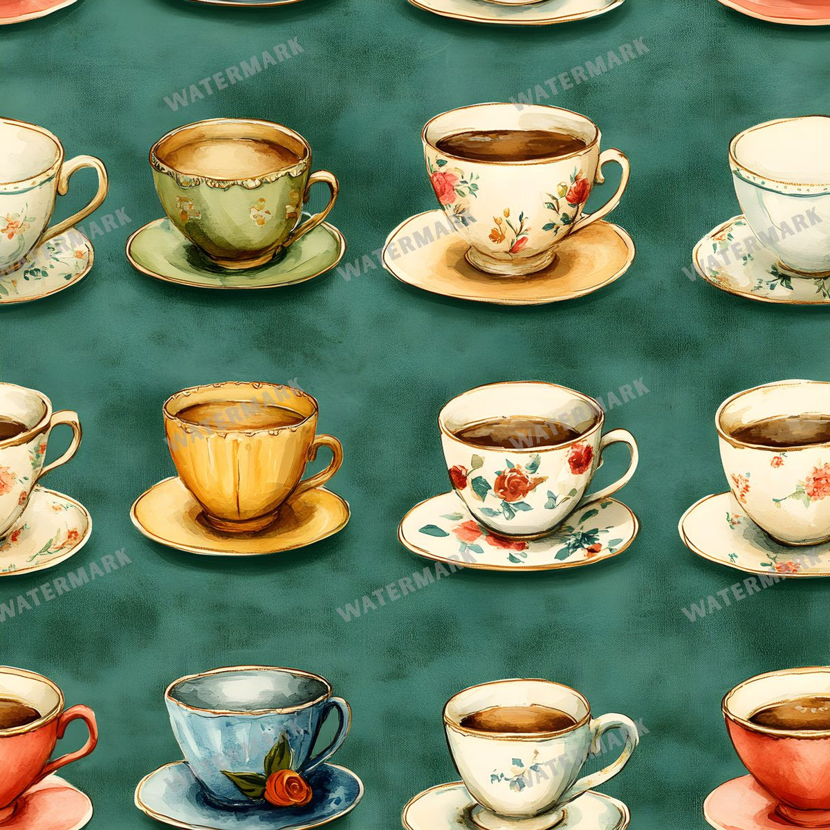 Coffee seamless pattern digital paper, repeating design 4