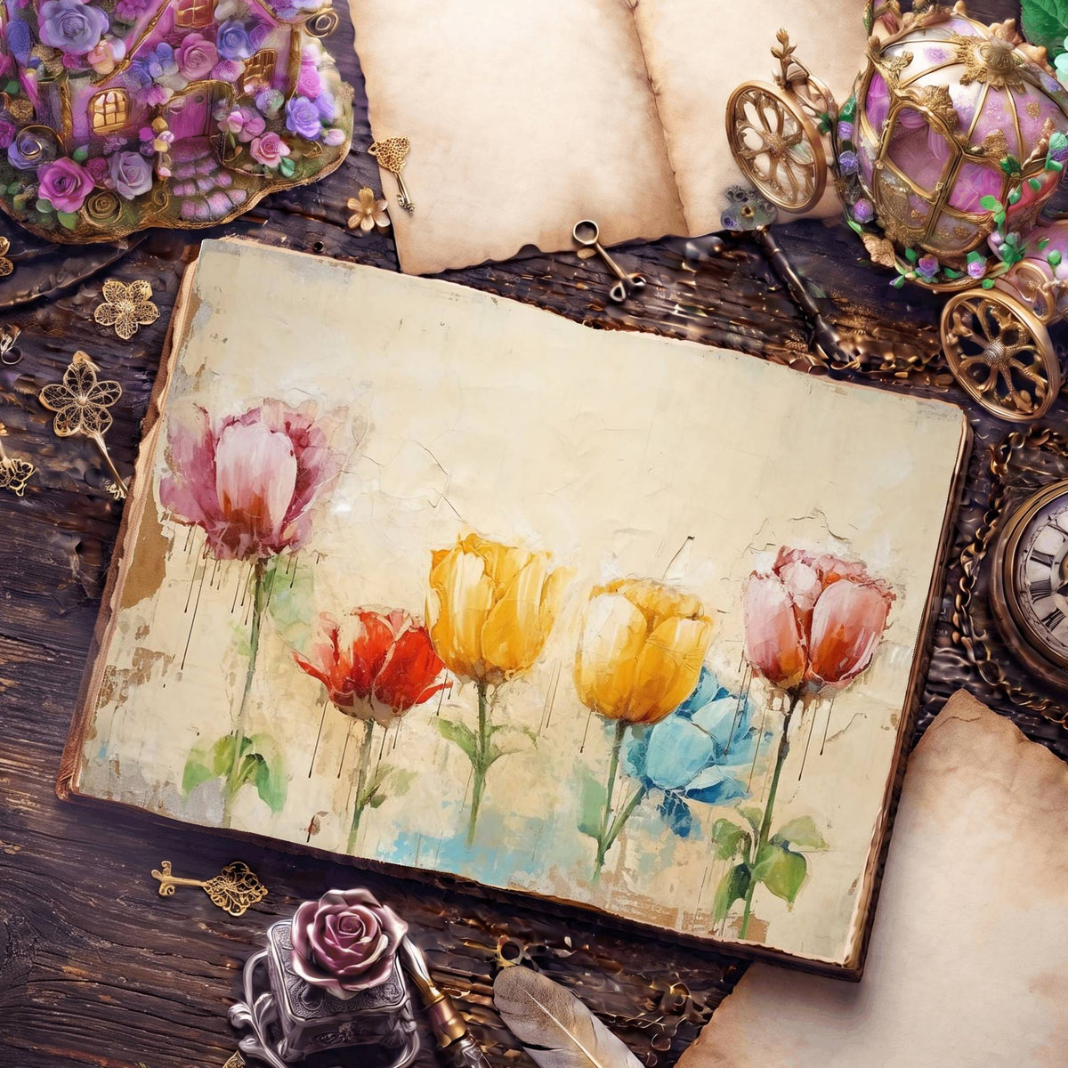 Colorful Tulips Digital Papers