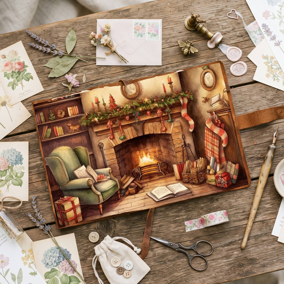 Cosy Christmas Fireplace Digital Papers