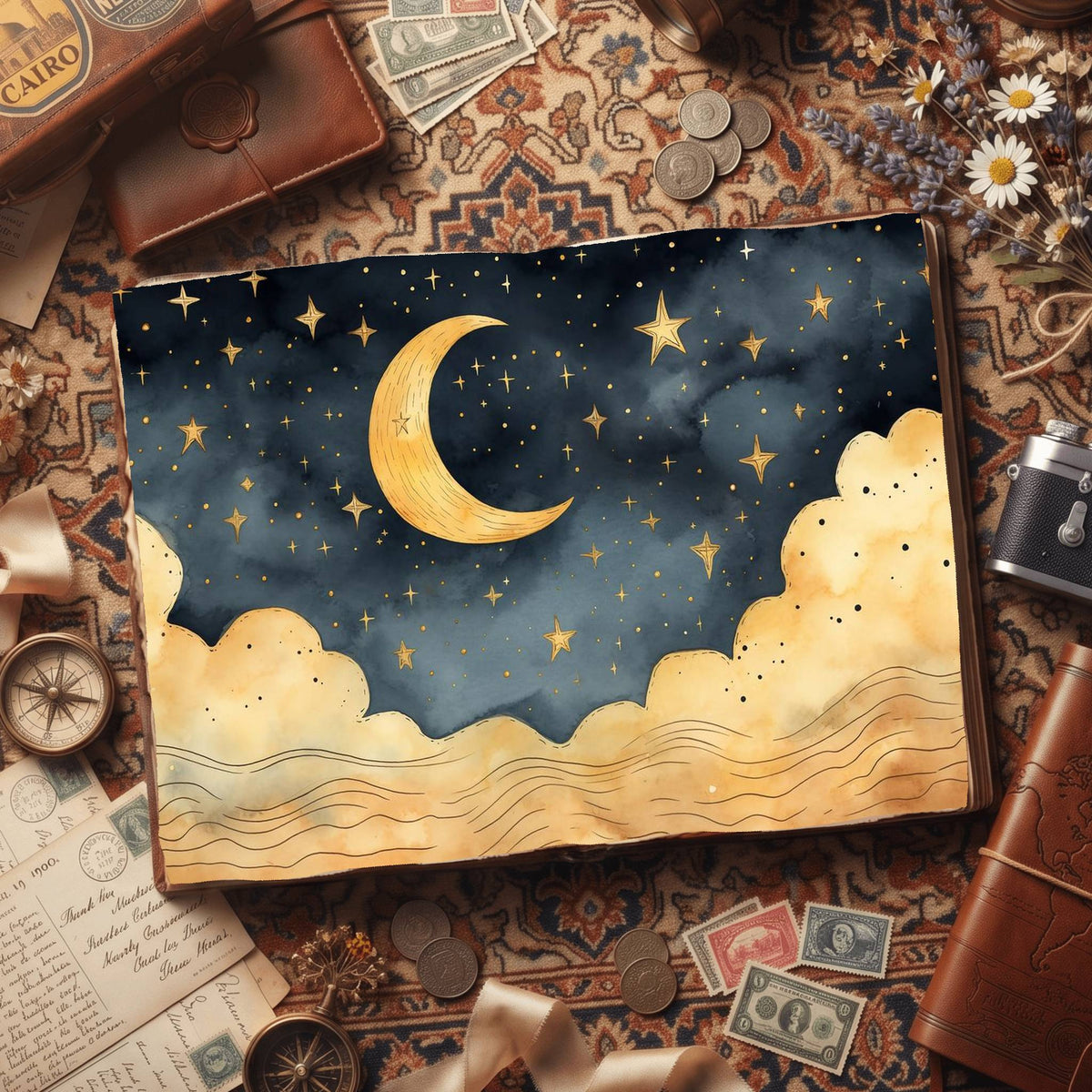 Crescent Moon Digital Papers